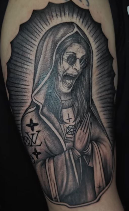 Professional black and grey tattoo of Ozzy Osbourne at Outlander Tattoo